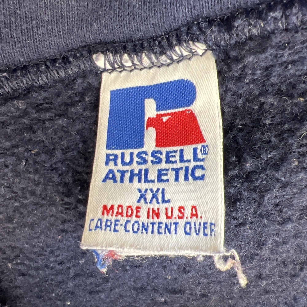 Russell Athletic 1/4 Zip Sweatshirt XXL Navy Red White Stripe Blokecore Vtg 90s - Picture 5 of 13